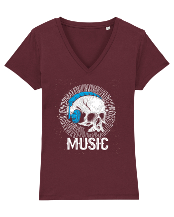 Retro Music Disco DJ Skull Burgundy