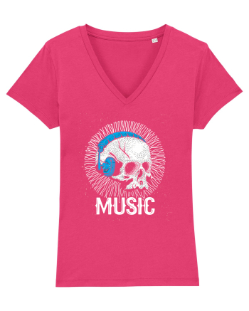 Retro Music Disco DJ Skull Raspberry