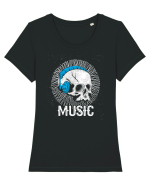 Retro Music Disco DJ Skull Tricou mânecă scurtă guler larg fitted Damă Expresser