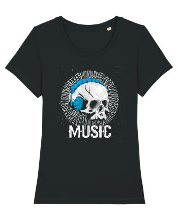 Retro Music Disco DJ Skull Black
