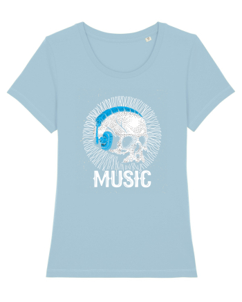 Retro Music Disco DJ Skull Sky Blue