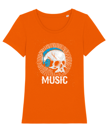 Retro Music Disco DJ Skull Bright Orange