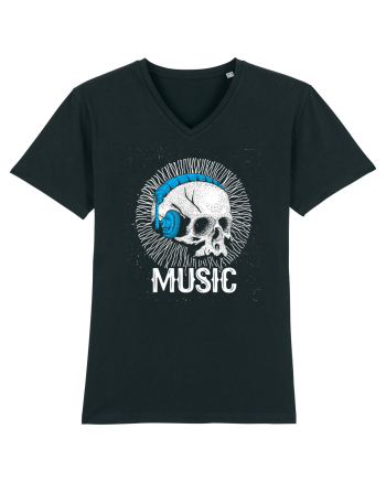 Retro Music Disco DJ Skull Black