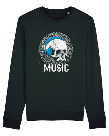 Retro Music Disco DJ Skull Black