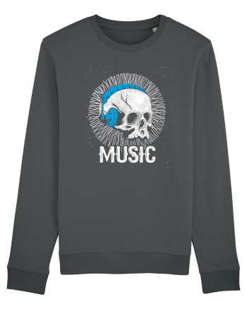 Retro Music Disco DJ Skull Anthracite