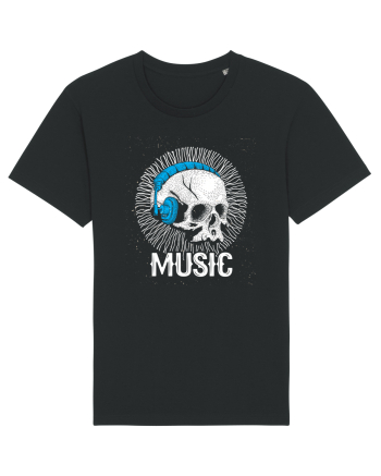 Retro Music Disco DJ Skull Black