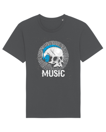Retro Music Disco DJ Skull Anthracite