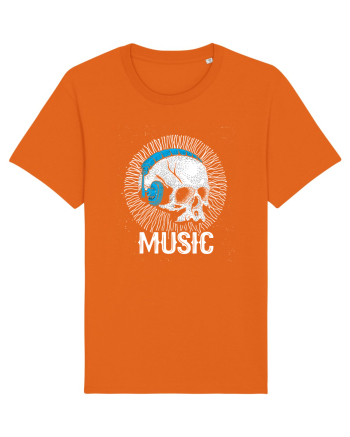Retro Music Disco DJ Skull Bright Orange