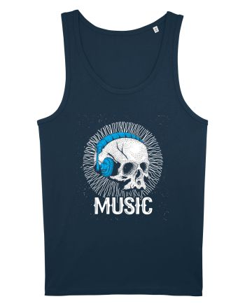 Retro Music Disco DJ Skull Navy