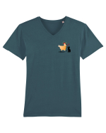 Cat and Han Tricou mânecă scurtă guler V Bărbat Presenter