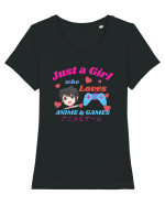 Just A Girl Who Loves Anime And Games Tricou mânecă scurtă guler larg fitted Damă Expresser