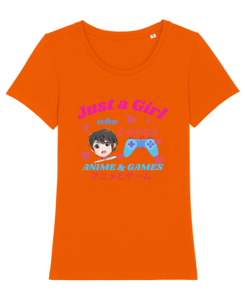 Just A Girl Who Loves Anime And Games Bright Orange