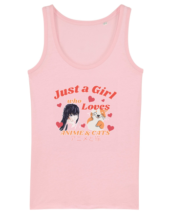 Just A Girl Who Loves Anime And Cats Cotton Pink