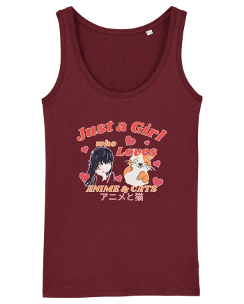 Just A Girl Who Loves Anime And Cats Burgundy