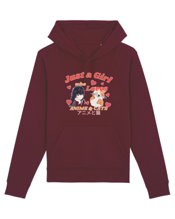 Just A Girl Who Loves Anime And Cats Burgundy