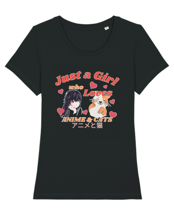 Just A Girl Who Loves Anime And Cats Black