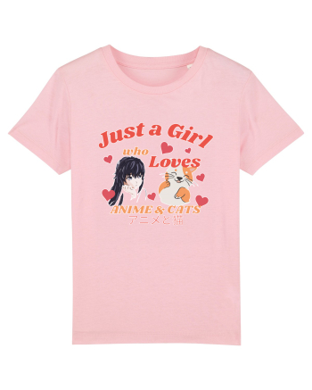 Just A Girl Who Loves Anime And Cats Cotton Pink