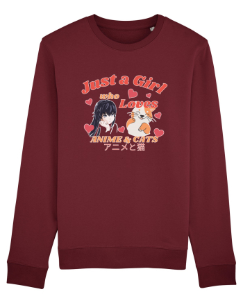 Just A Girl Who Loves Anime And Cats Burgundy