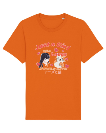Just A Girl Who Loves Anime And Cats Bright Orange