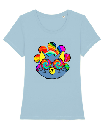 Psychedelic Cat Sky Blue