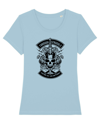 Skull Heart Knife Black Sky Blue