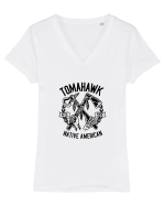 Tomahawk Native American Black Tricou mânecă scurtă guler V Damă Evoker