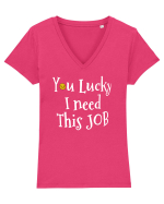LUCKY Tricou mânecă scurtă guler V Damă Evoker