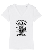 Vintage Movie Camera Black Tricou mânecă scurtă guler V Damă Evoker