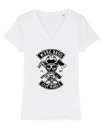 Work Hard Stay Humble Black Tricou mânecă scurtă guler V Damă Evoker