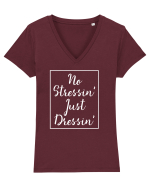 FASHION Tricou mânecă scurtă guler V Damă Evoker