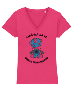 Lasa-ma sa te 01101001 01110101 Tricou mânecă scurtă guler V Damă Evoker