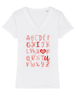 ABC I Love You Tricou mânecă scurtă guler V Damă Evoker