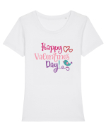 Happy Valentines Day Tricou mânecă scurtă guler larg fitted Damă Expresser