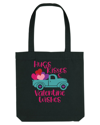 Hugs Kisses and Valentine Wishes Black