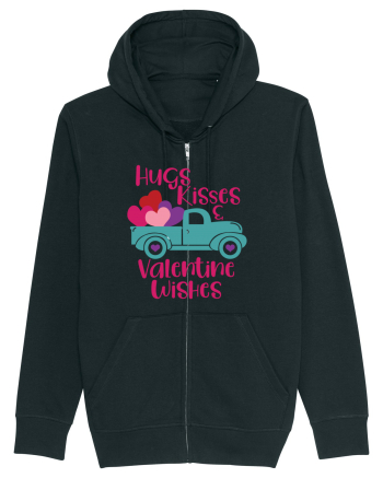Hugs Kisses and Valentine Wishes Black