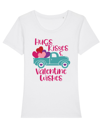 Hugs Kisses and Valentine Wishes White