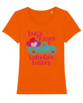 Hugs Kisses and Valentine Wishes Bright Orange