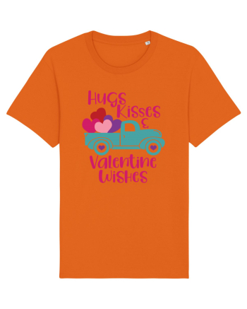Hugs Kisses and Valentine Wishes Bright Orange