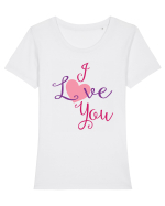 I Love You Tricou mânecă scurtă guler larg fitted Damă Expresser