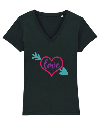 Love in heart with arrow Black