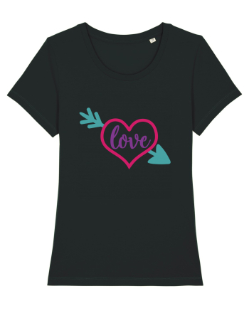 Love in heart with arrow Black
