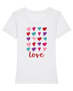 Love with Hearts Tricou mânecă scurtă guler larg fitted Damă Expresser