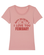 Happy Valentine's Classic Retro Tricou mânecă scurtă guler larg fitted Damă Expresser