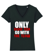 Only Dead Fish Go With The Flow Tricou mânecă scurtă guler V Damă Evoker