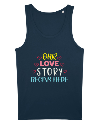 Our Love Story Begins Here Navy
