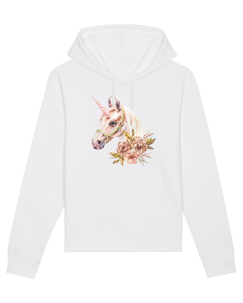 Watercolor Flower Unicorn White