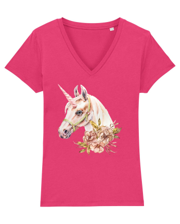 Watercolor Flower Unicorn Raspberry
