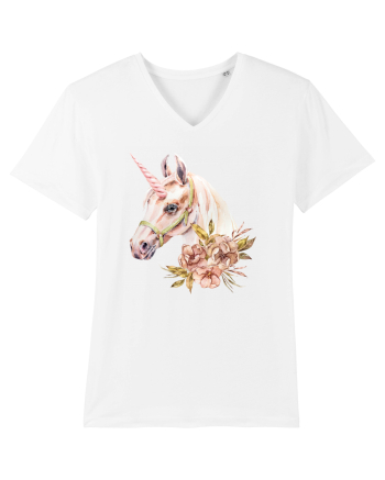 Watercolor Flower Unicorn White