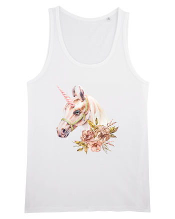 Watercolor Flower Unicorn White