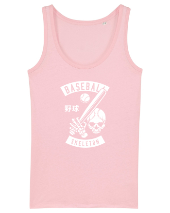 Baseball Skeleton White Cotton Pink